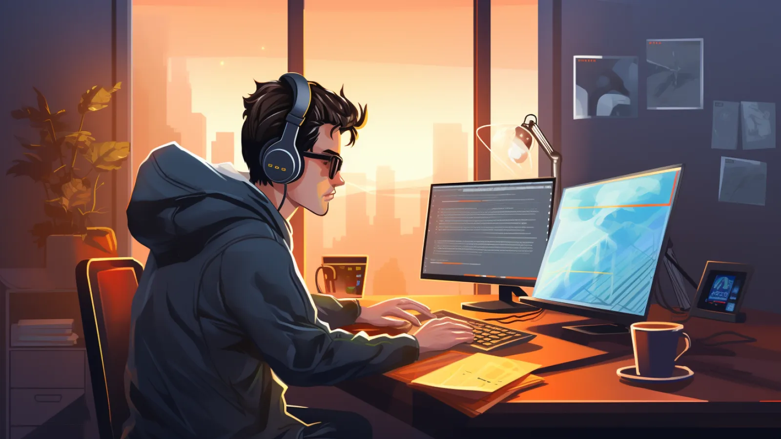 illustration for computer nerd / computer geek
